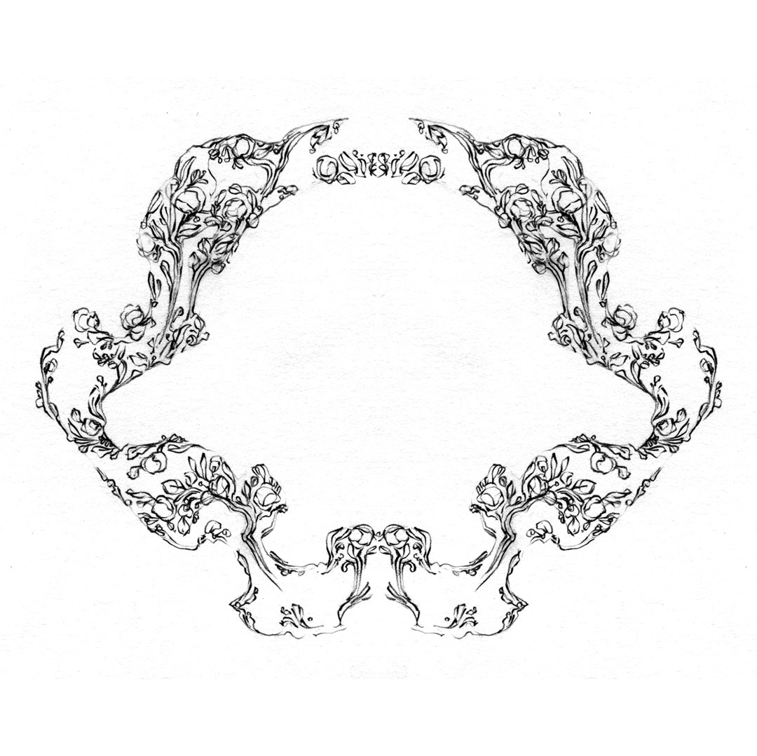 Ornate fairy-tale border design, drawn by Laura Dreyer