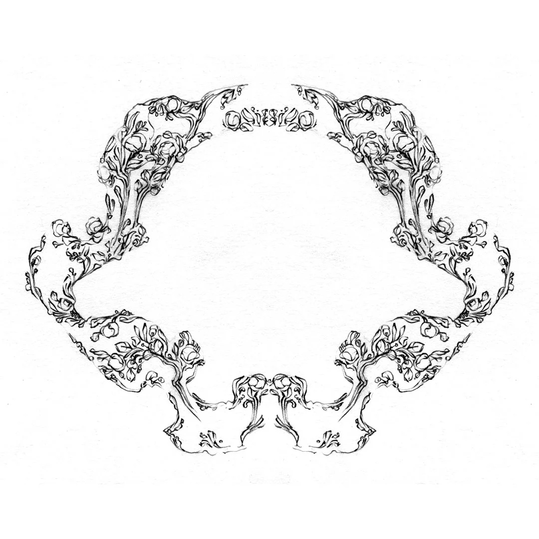 Ornate fairy-tale border design, drawn by Laura Dreyer