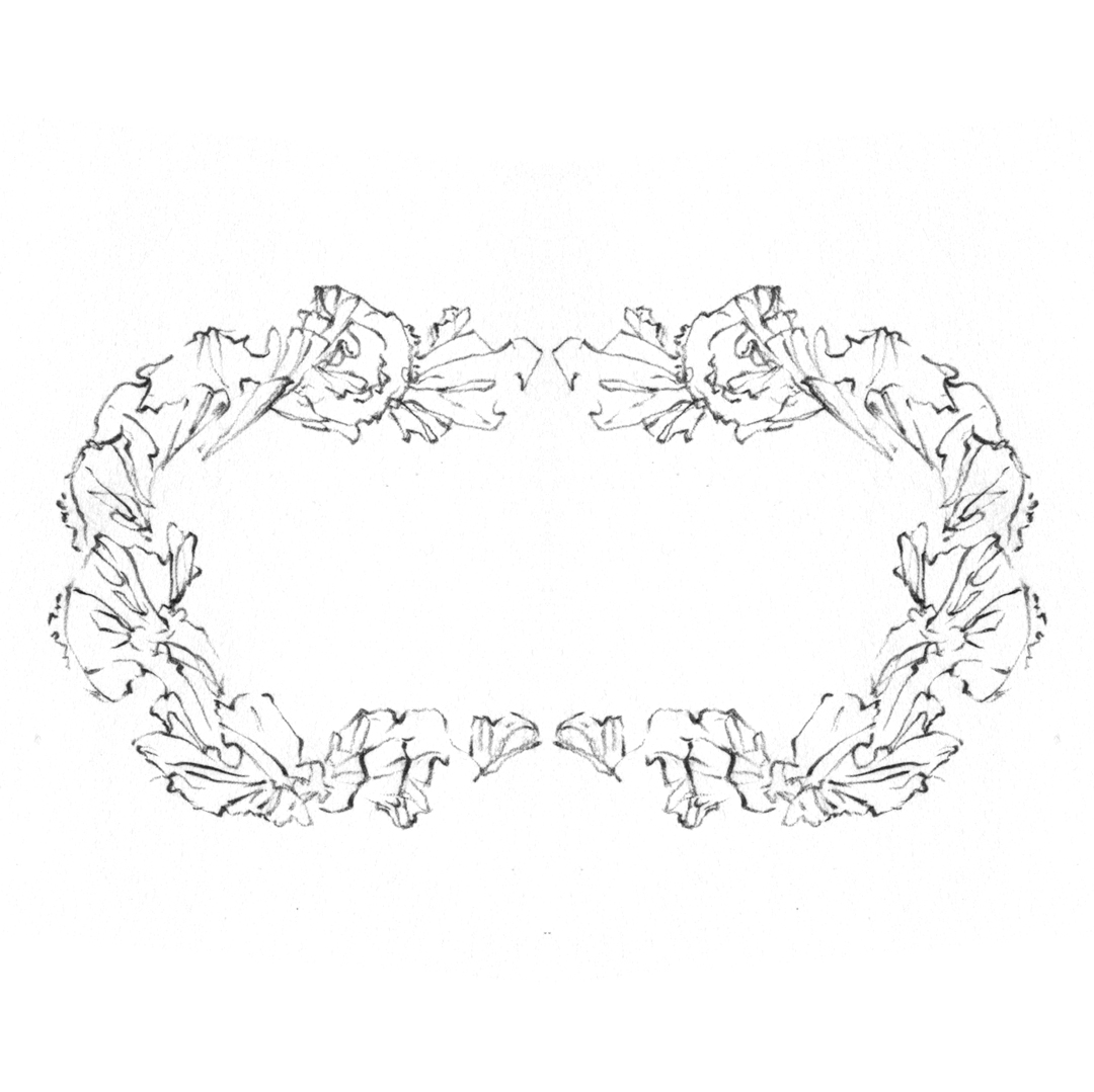 Fairy-tale decorative border design, drawn by Laura Dreyer