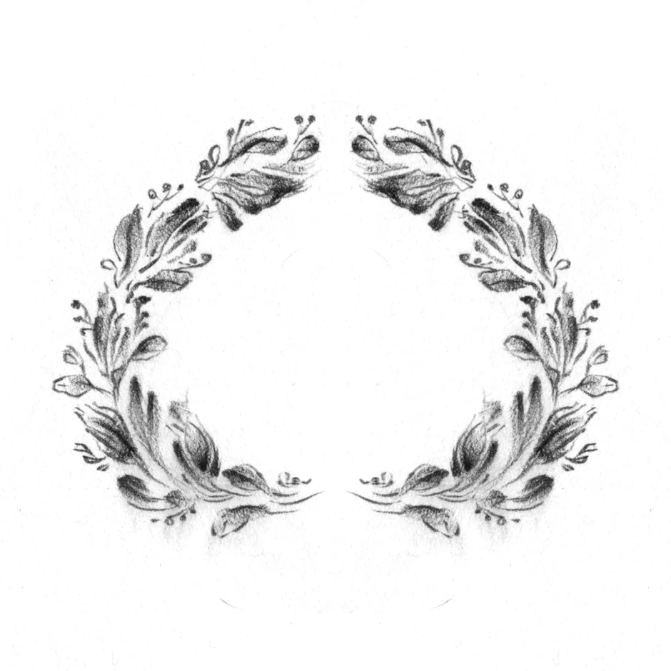Floral decorative border design, drawn by Laura Dreyer