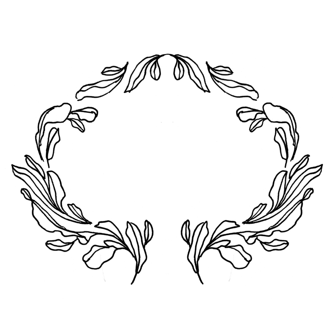 Floral frame design, drawn by Laura Dreyer