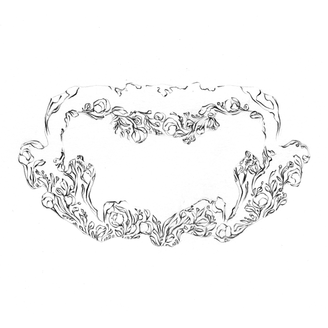 Art Nouveau fairy-tale border design, drawn by Laura Dreyer