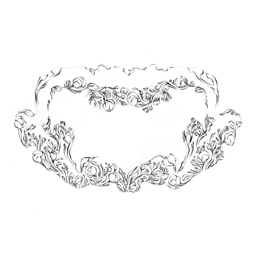 Art Nouveau fairy-tale border design, drawn by Laura Dreyer