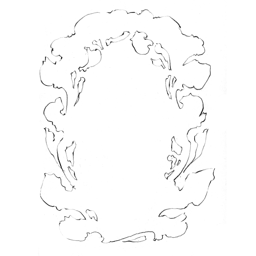 Ornate baroque frame design, drawn by Laura Dreyer