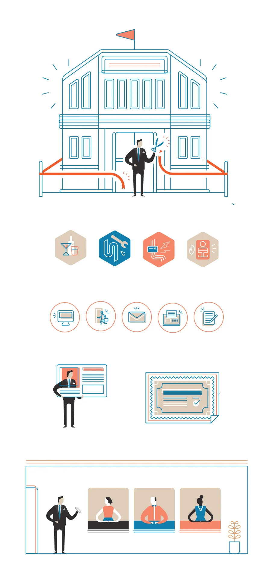 Business and Immigration: Illustrations and Icon Design Client: Eighty2Degrees