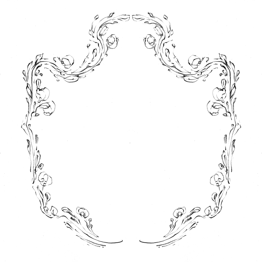 Ornate baroque frame design, drawn by Laura Dreyer