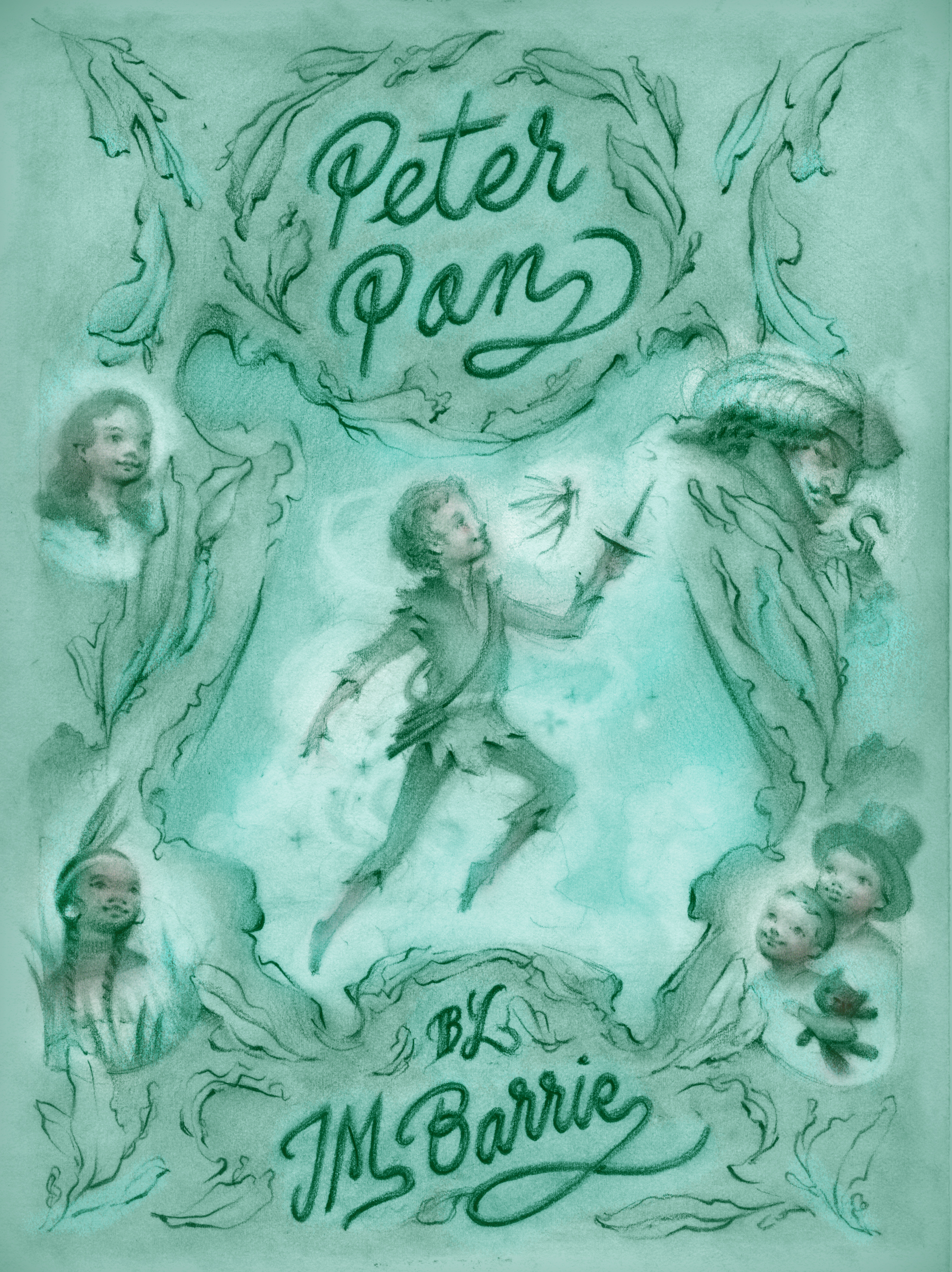 Peter Pan book cover illustration and design by Laura Dreyer.