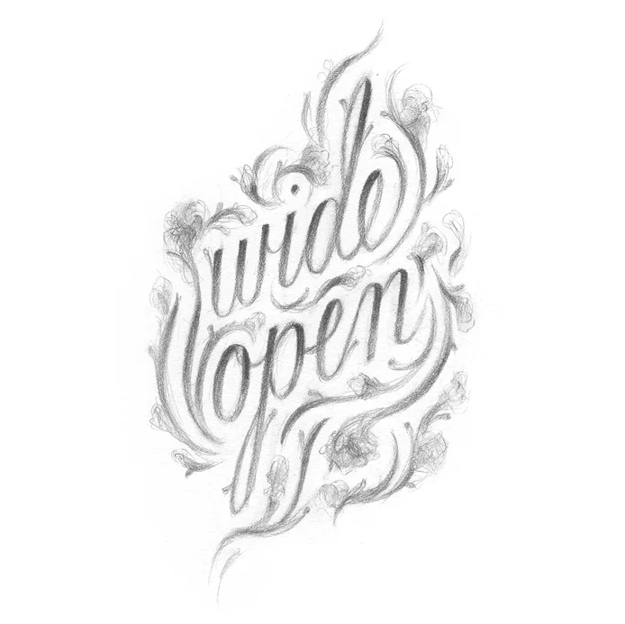 "Wide Open." Lettering drawn by Laura Dreyer.