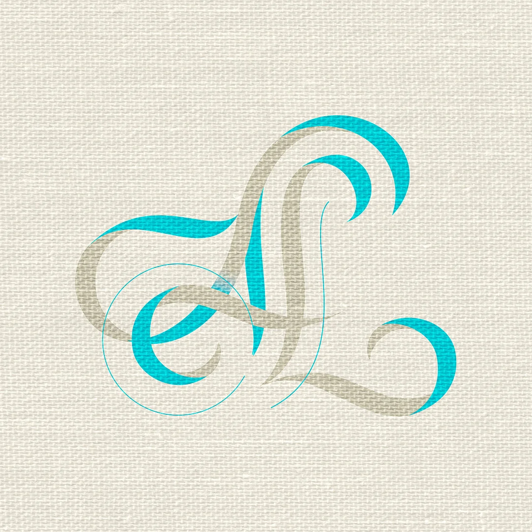 AL monogram, illustrated in pencil by Laura Dreyer.
