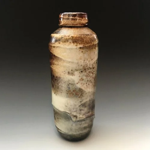 Porcelain slipped wood fired bottle