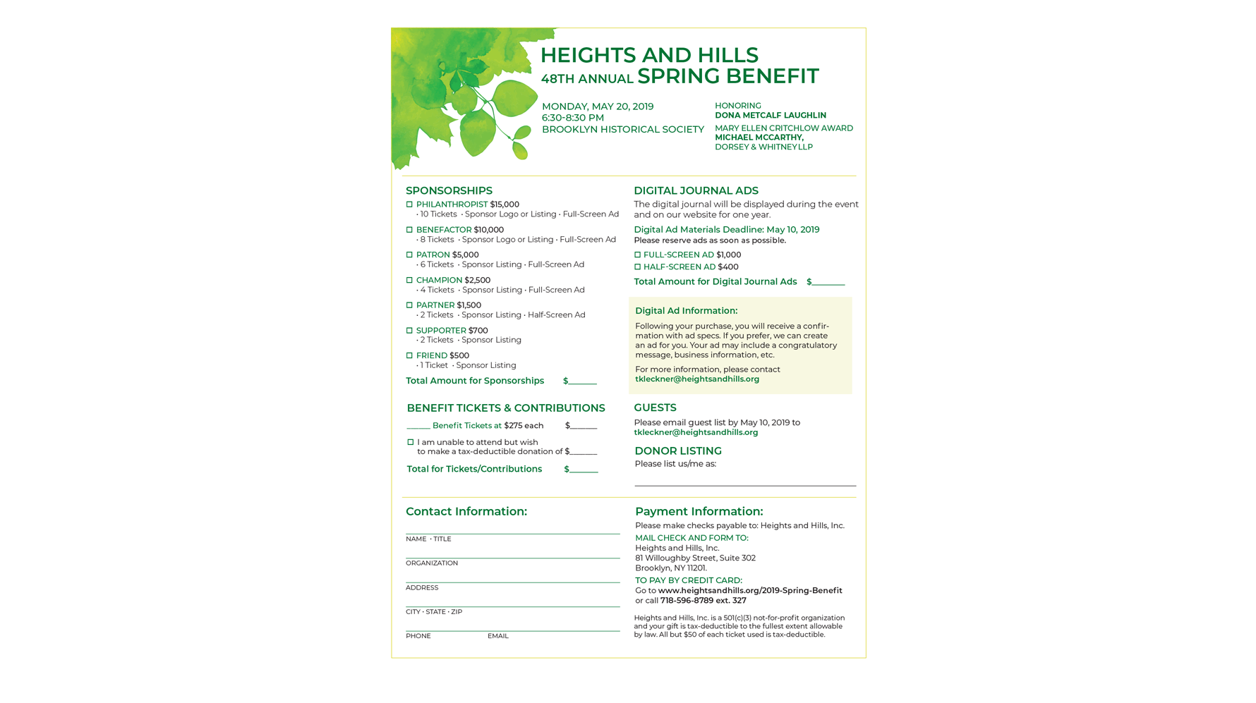 Spring Benefit Sponsor Form 8.5x11”