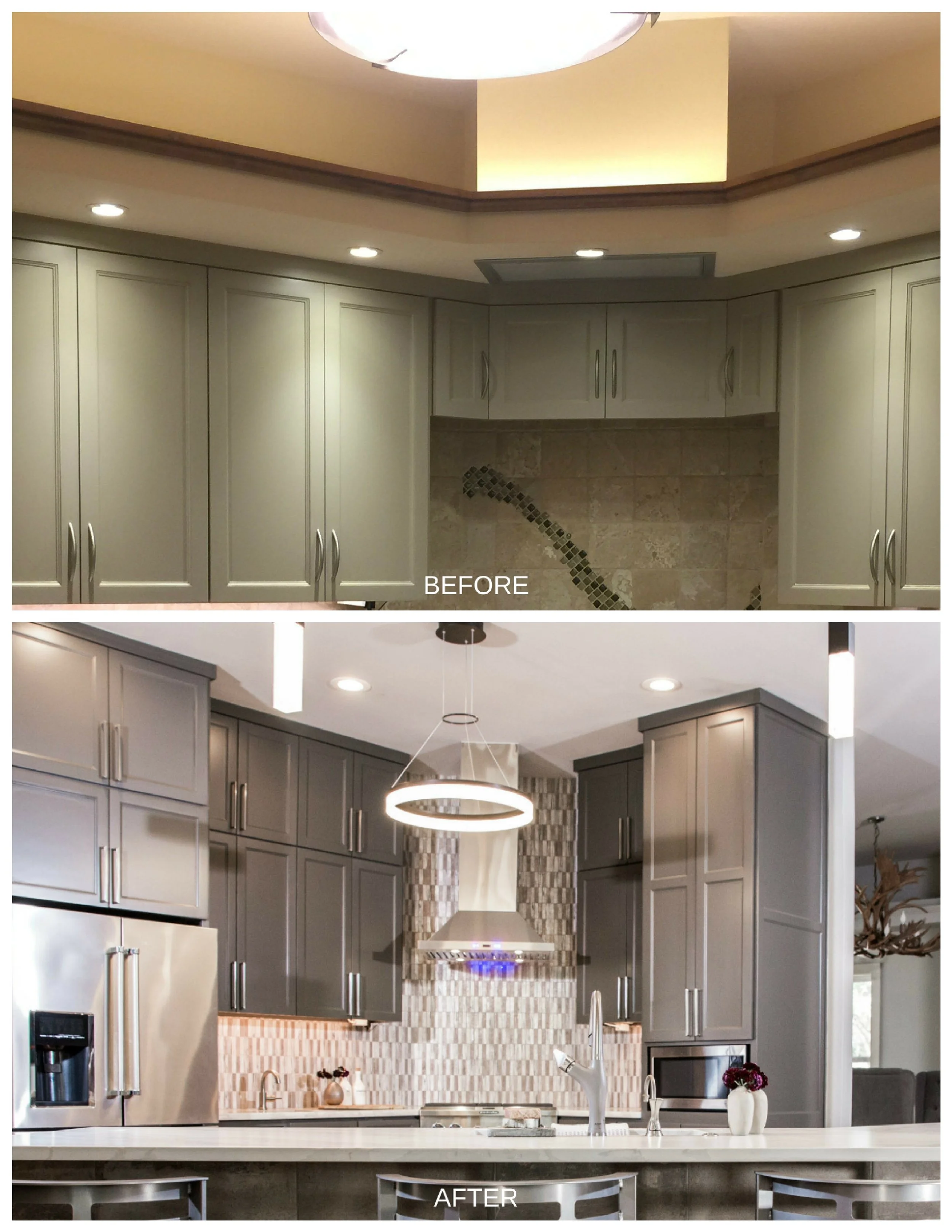 Shelf system in the previous picture completely removed and cabinetry/storage extended all the way up to the ceiling.