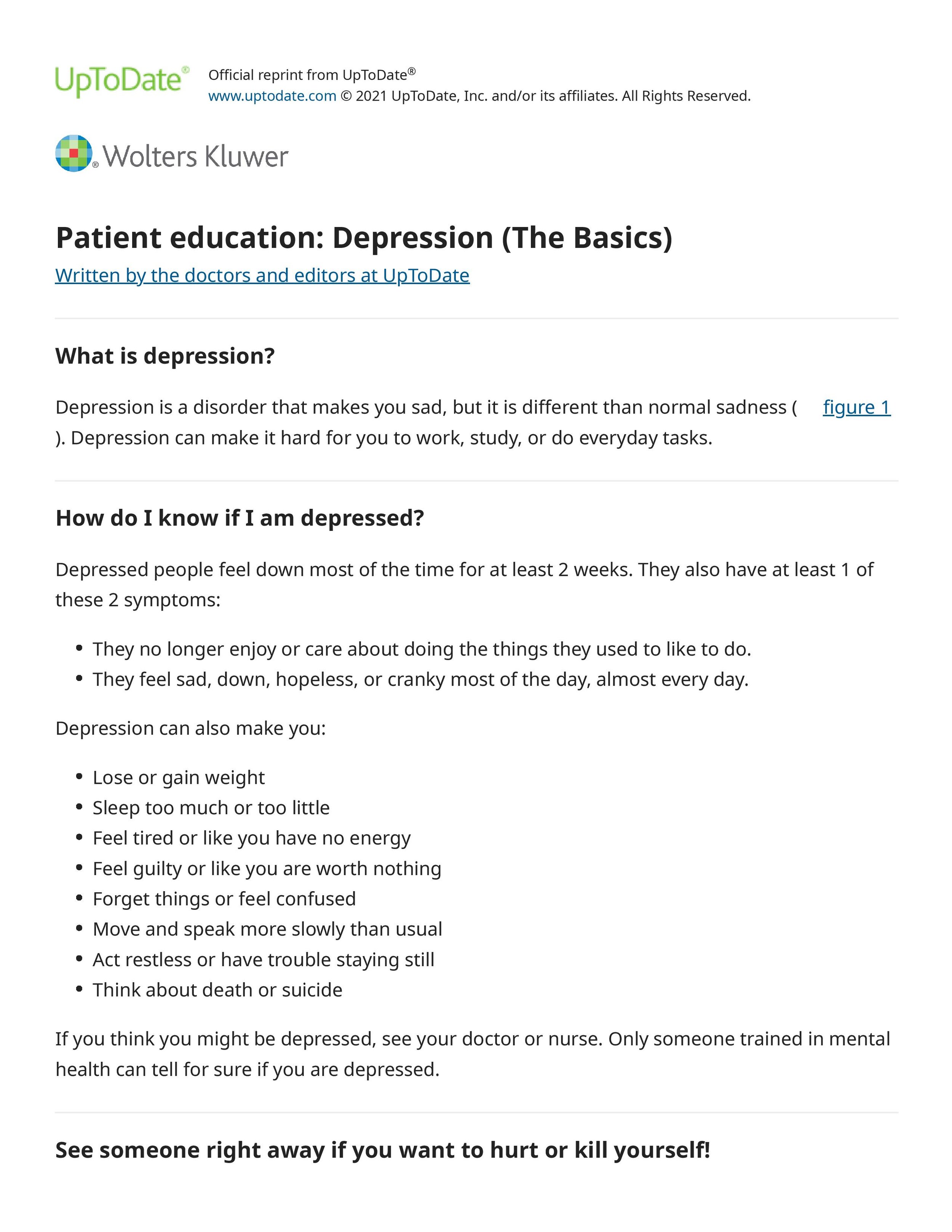 Depression (The Basics) — Transitional Care Physicians of America