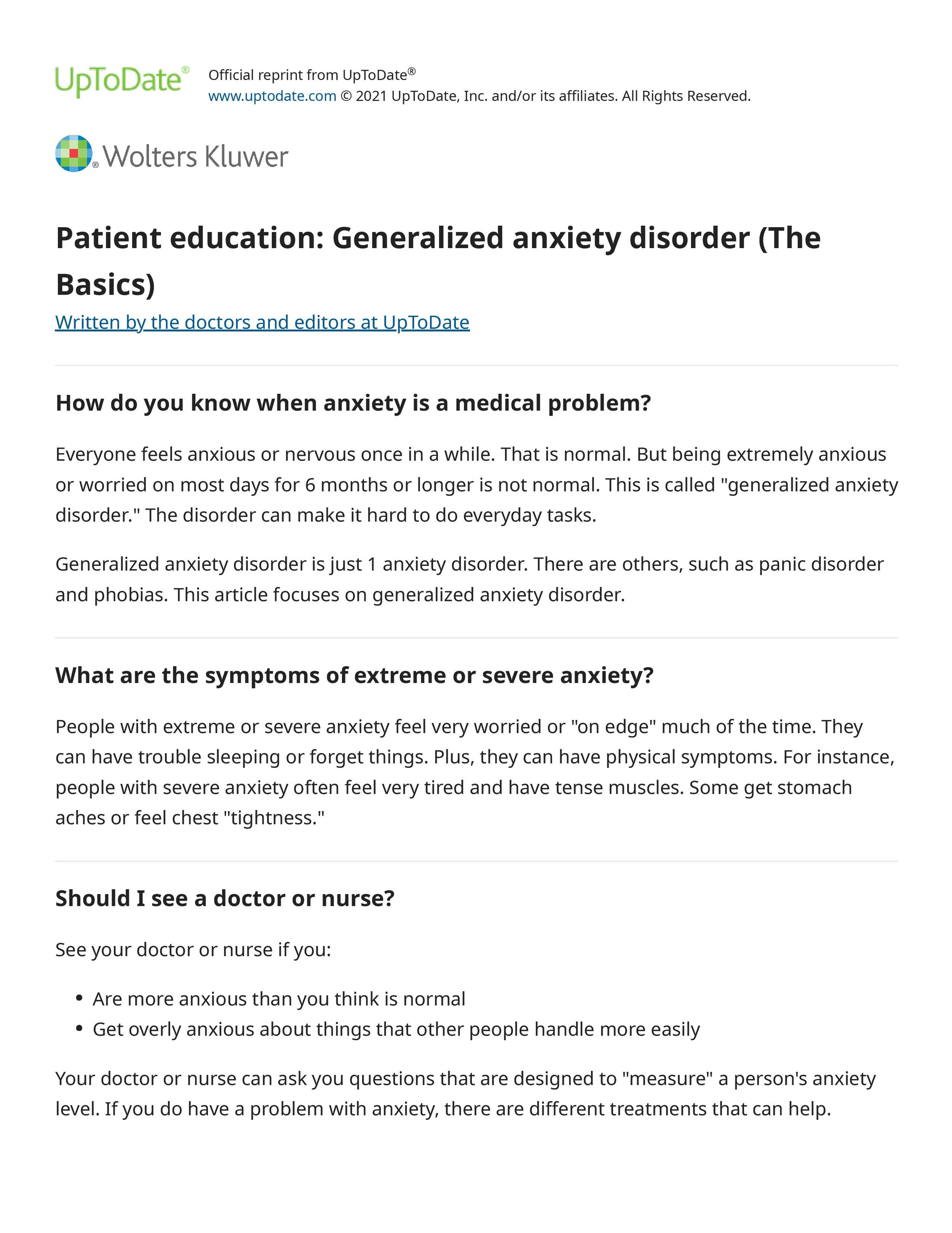 Generalized Anxiety Disorder (The Basics) — Transitional Care ...