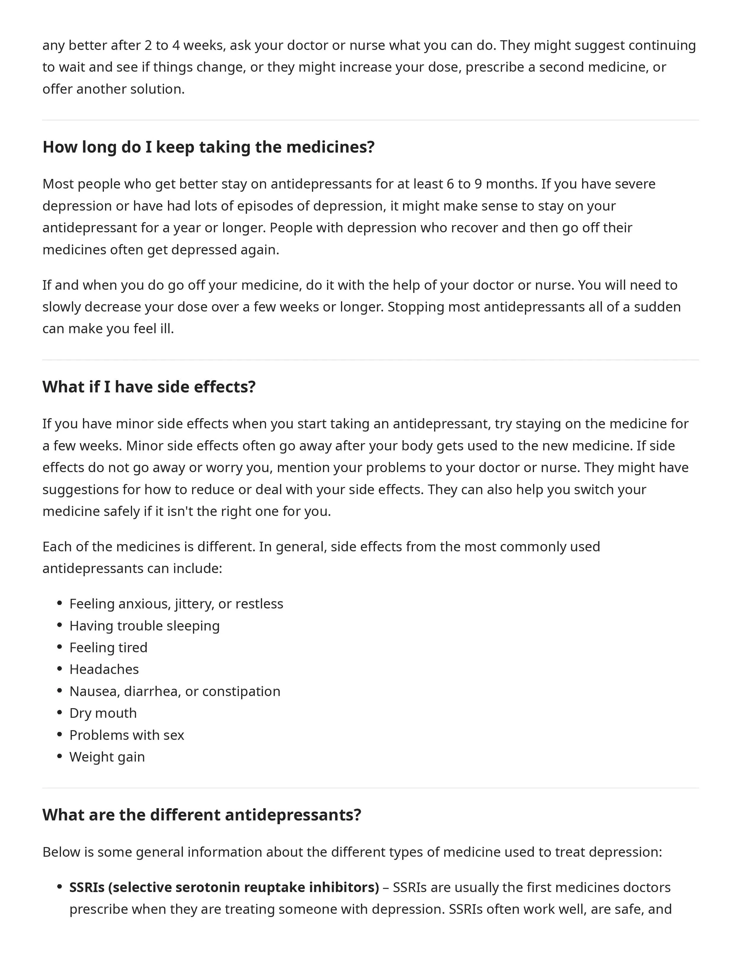 Medicines for Depression (The Basics) — Transitional Care Physicians of America