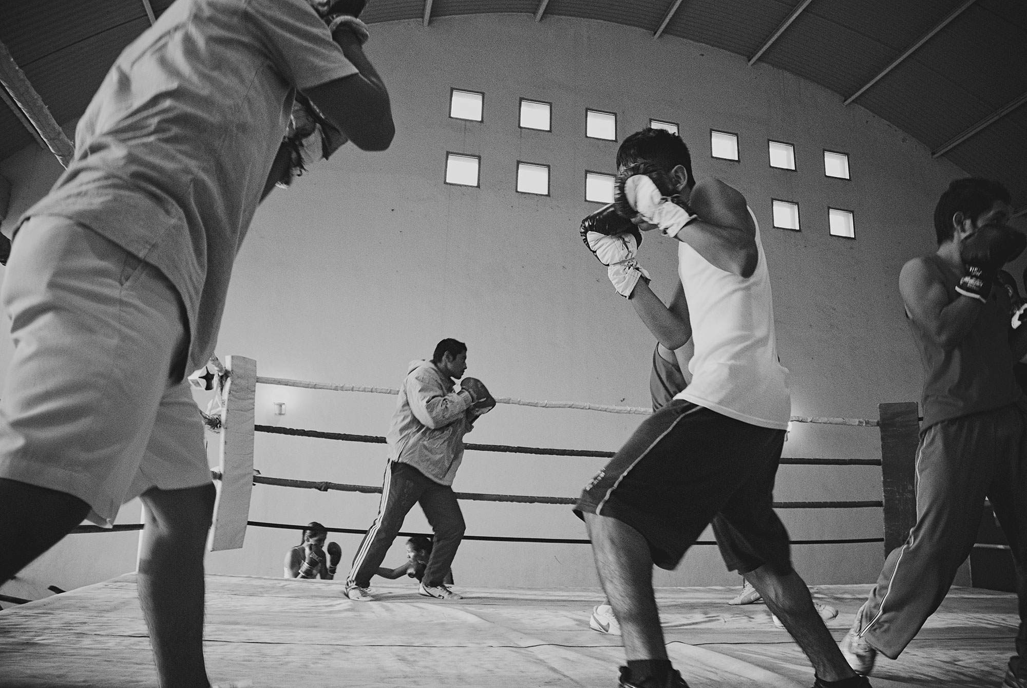 Students rehearsing drills.