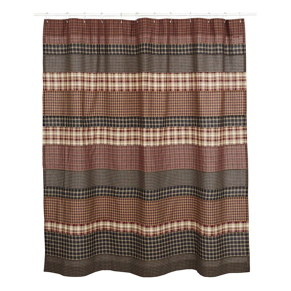 VHC Beckham Rustic Plaid Patchwork Country Farmhouse Shower Curtain 
