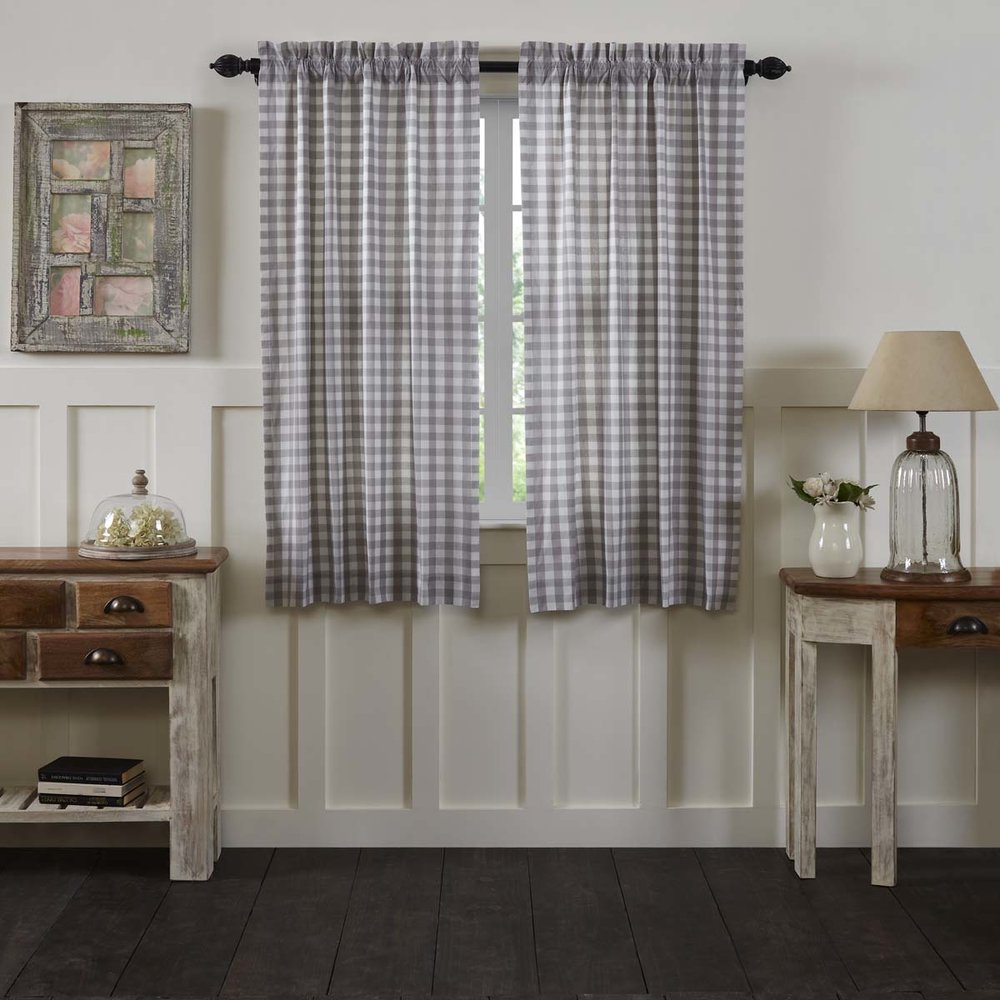 VHC Annie Buffalo Tan Check Farmhouse Lined Cotton Country Cottage Panels 