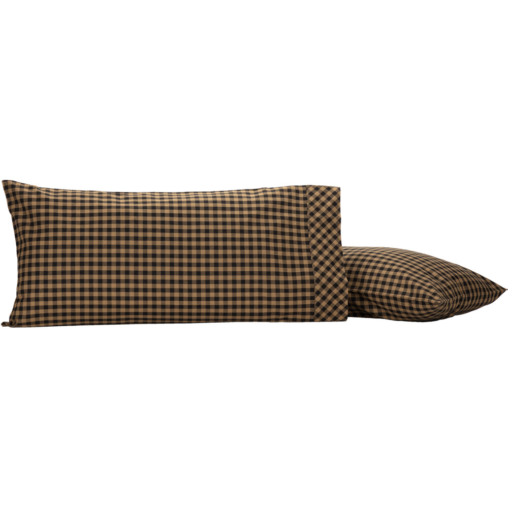 King Standard Cotton Plaid Pillow Case Set 2 Pillowcases Cover VHC Primitive