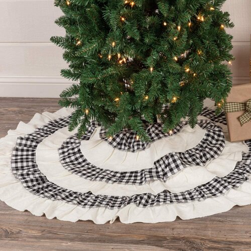 Pine Valley Quilts Burlap and Plaid Ruffled Mini Tree Skirt 21 inches Pine Valley Quilts Burlap and Plaid Ruffled Mini Tree Skirt 21 inches