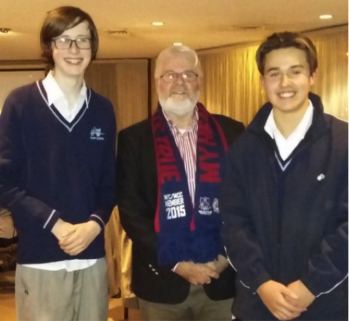 Rotarian David Cross with Zac and Thomas from Mount Erin Secondary College.