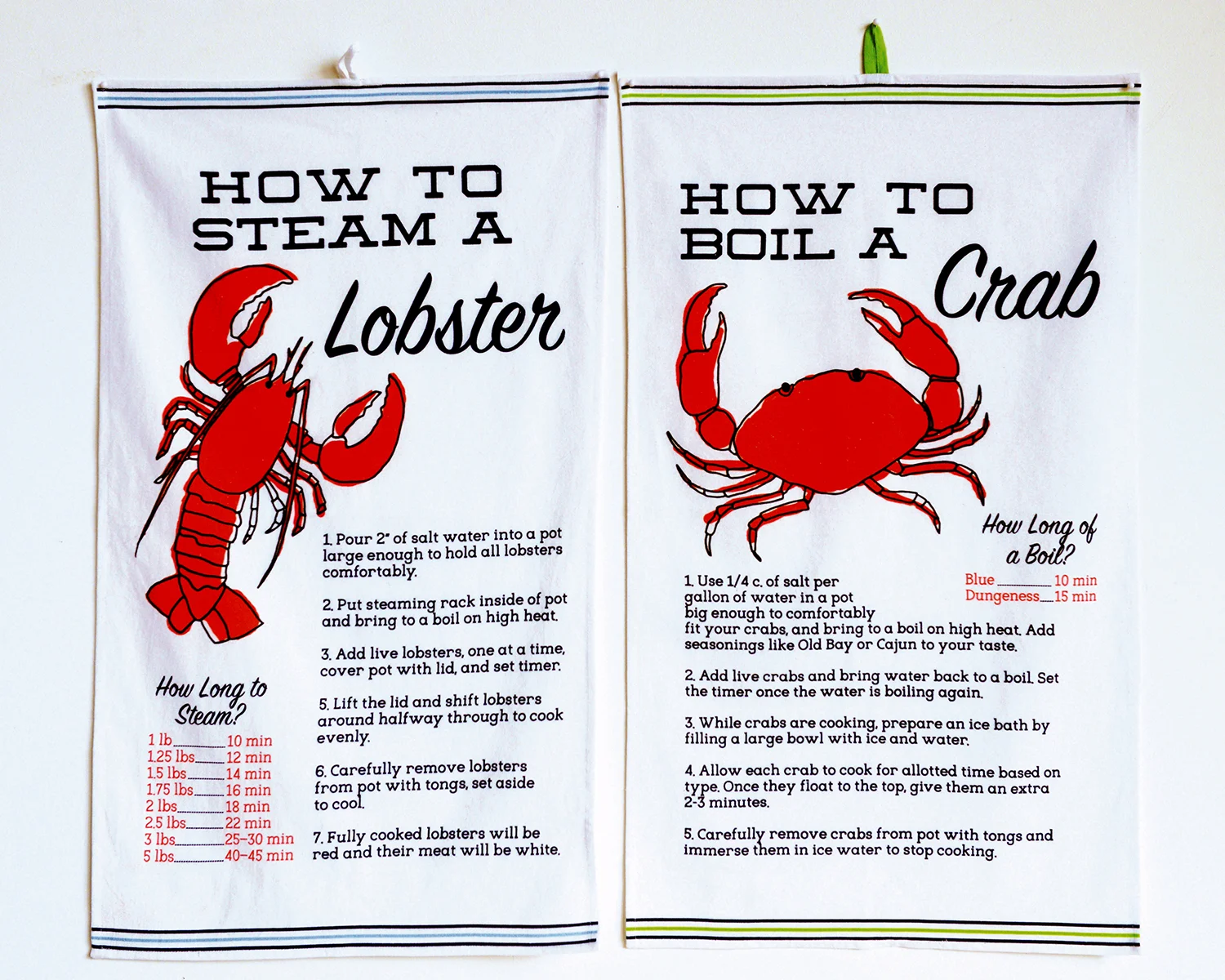 Lobster & crab recipe cotton tea towels