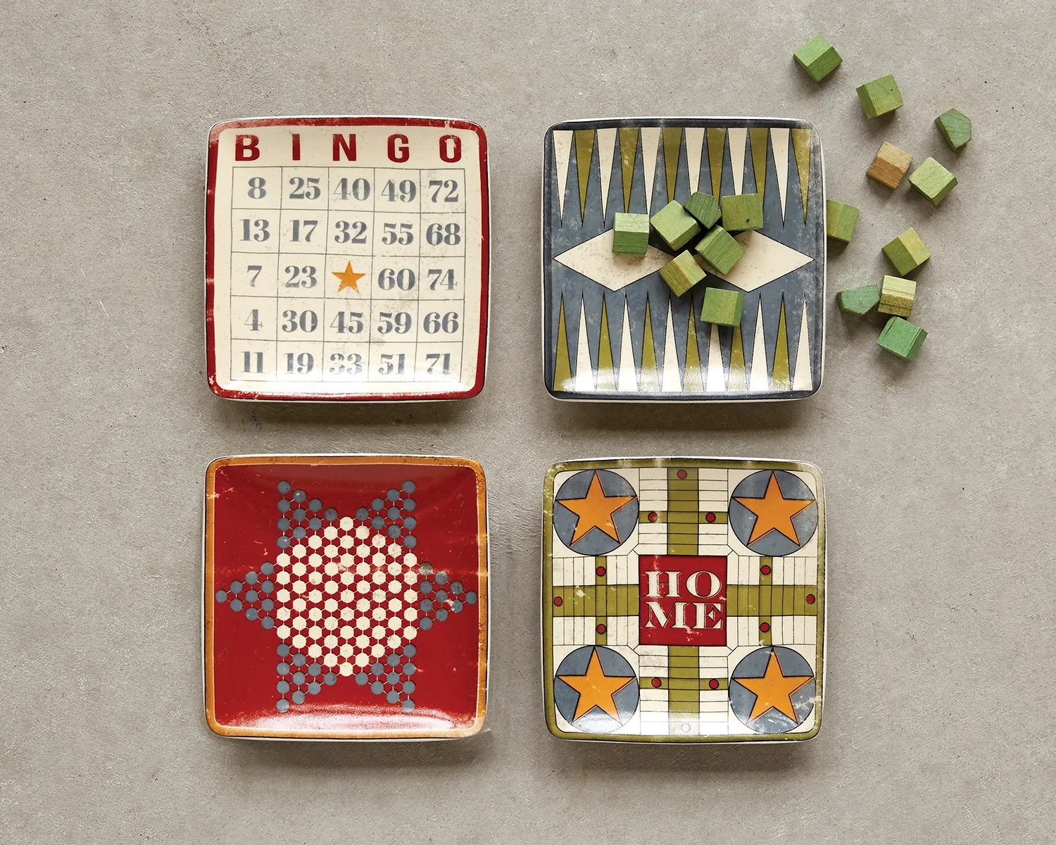 Vintage game board ceramic dishes