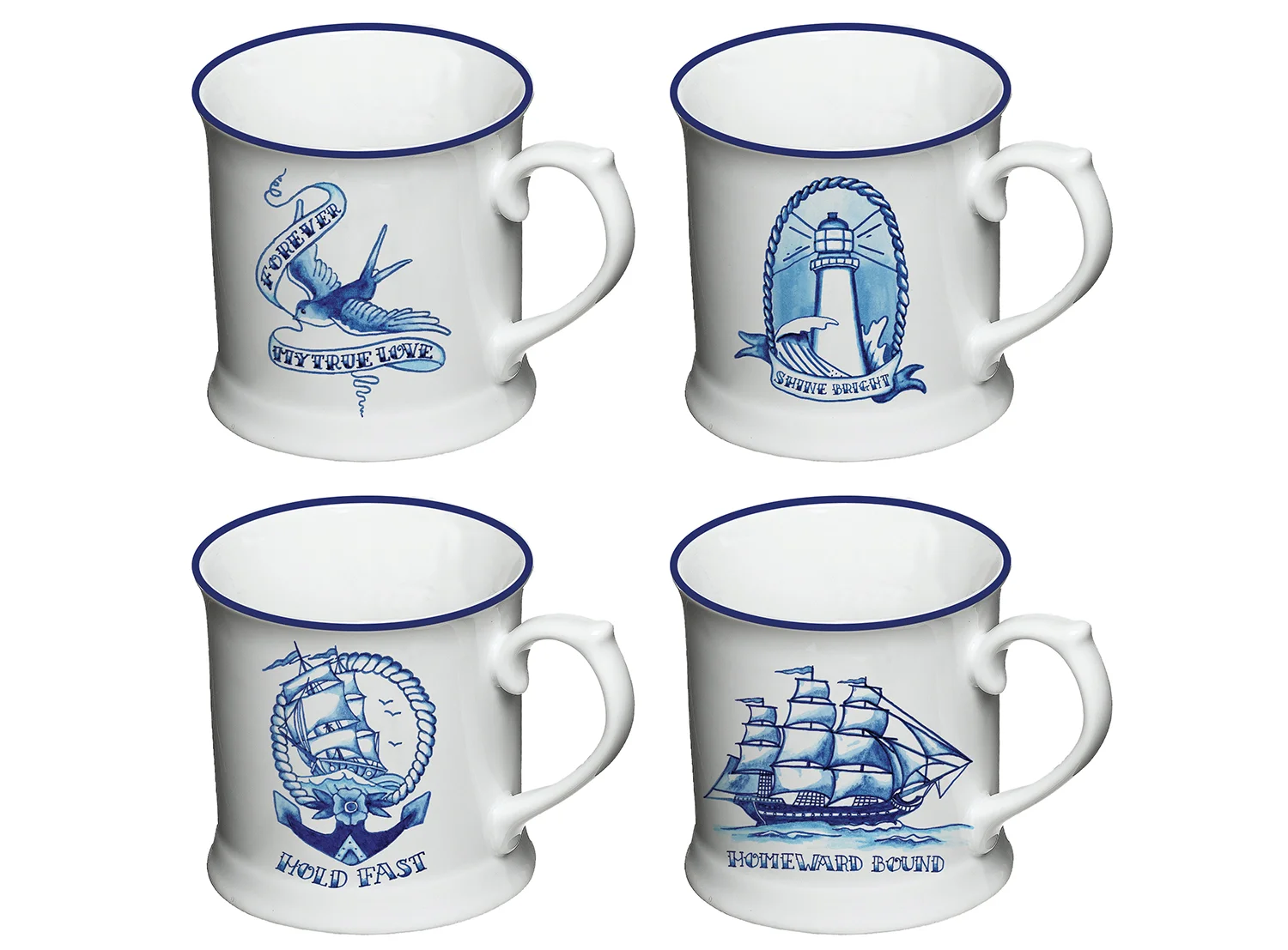 Blue Sailor Tattoo-Style Art Mugs