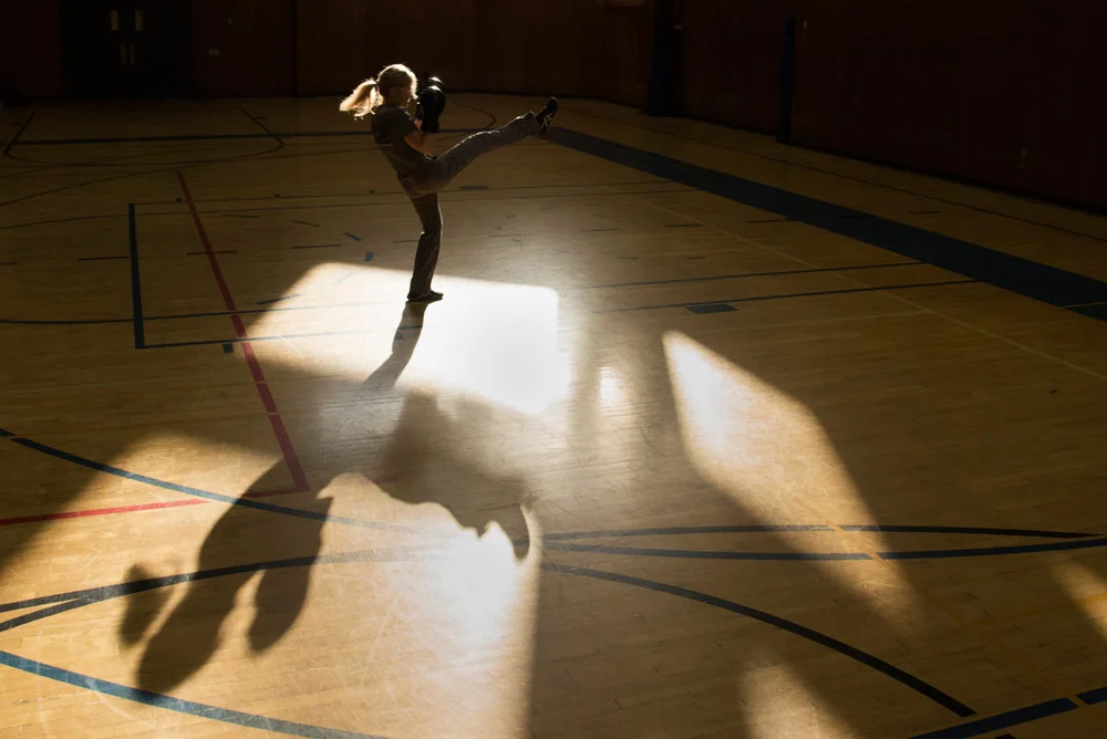 Renee Mohrmann (61) enjoys the autonomy, self-control, self-confidence, and camaraderie she experiences as a result of practicing Krav Maga, which is a self-defense and fighting system developed in Israel.