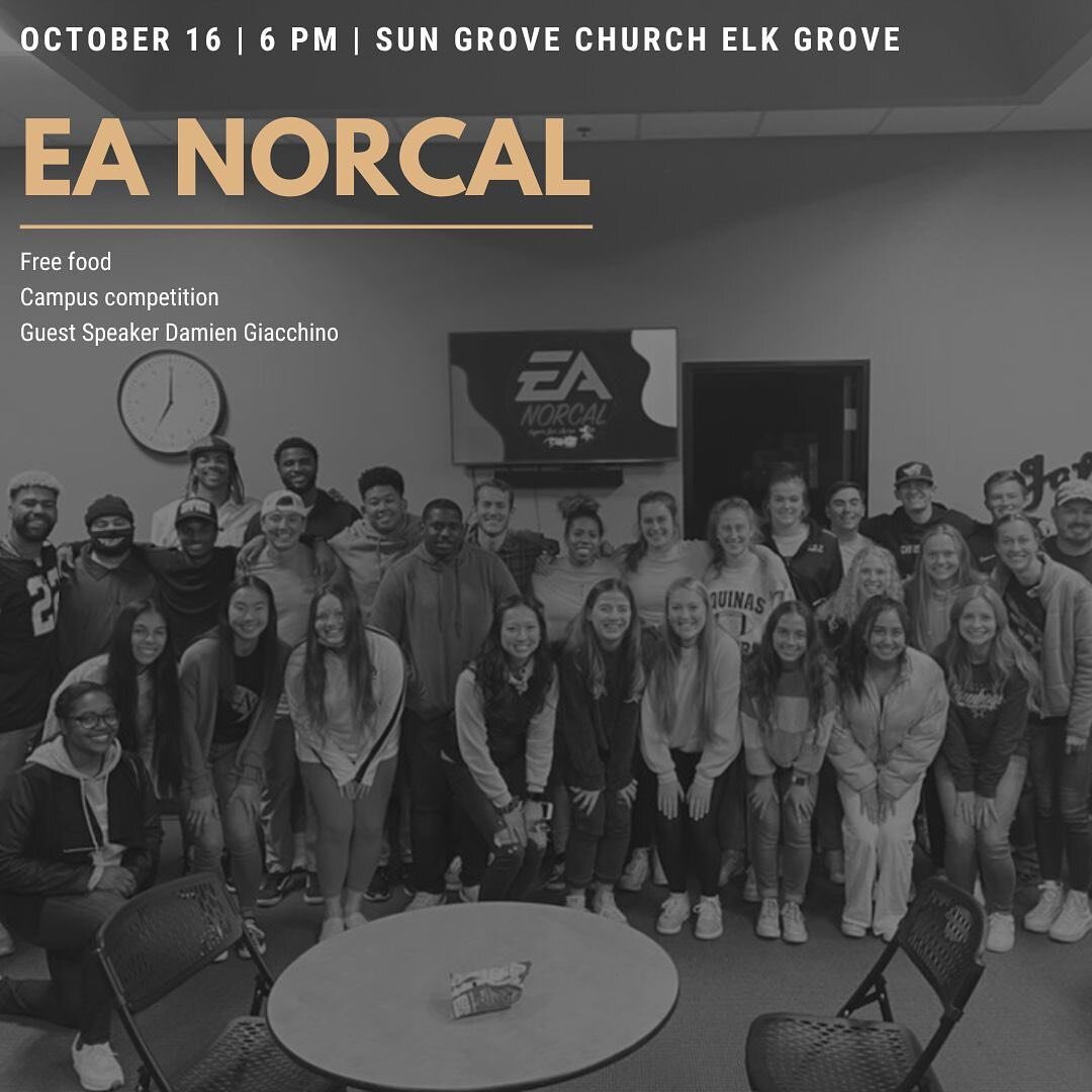 EQUIPPED ATHLETES (EA) NORCAL IS ALMOST HERE! This is a quarterly gathering of college athletes in NorCal from Sac State, UC Davis, UOP, William Jessup, and more! 

Come rep your campus in the competition #GOWARRIORS, enjoy free food, hear from guest
