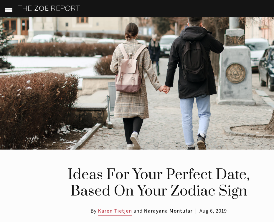 Ideas For Your Perfect Date, Based On Your Zodiac Sign
