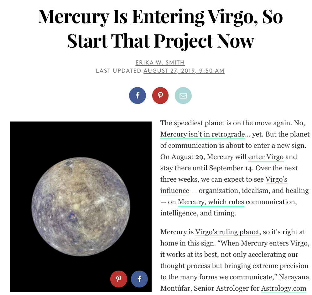 Mercury Is Entering Virgo, So Start That Project Now