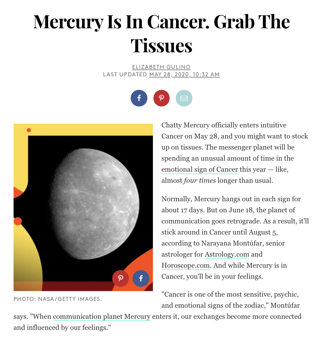 Mercury Is In Cancer. Grab The Tissues