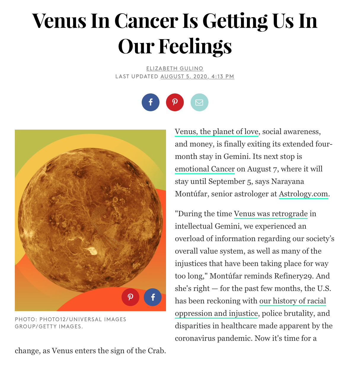 Venus In Cancer Is Getting Us In Our Feelings