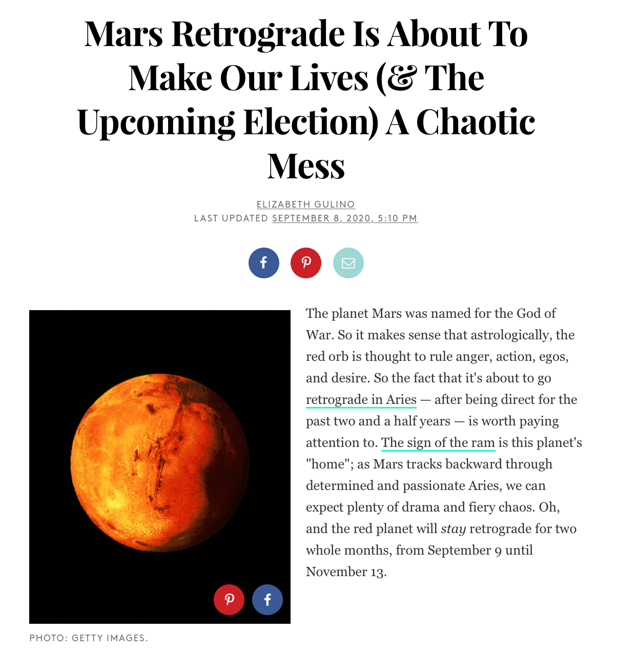 Mars Retrograde Is About To Make Our Lives (&amp; The Upcoming Election) A Chaotic Mess