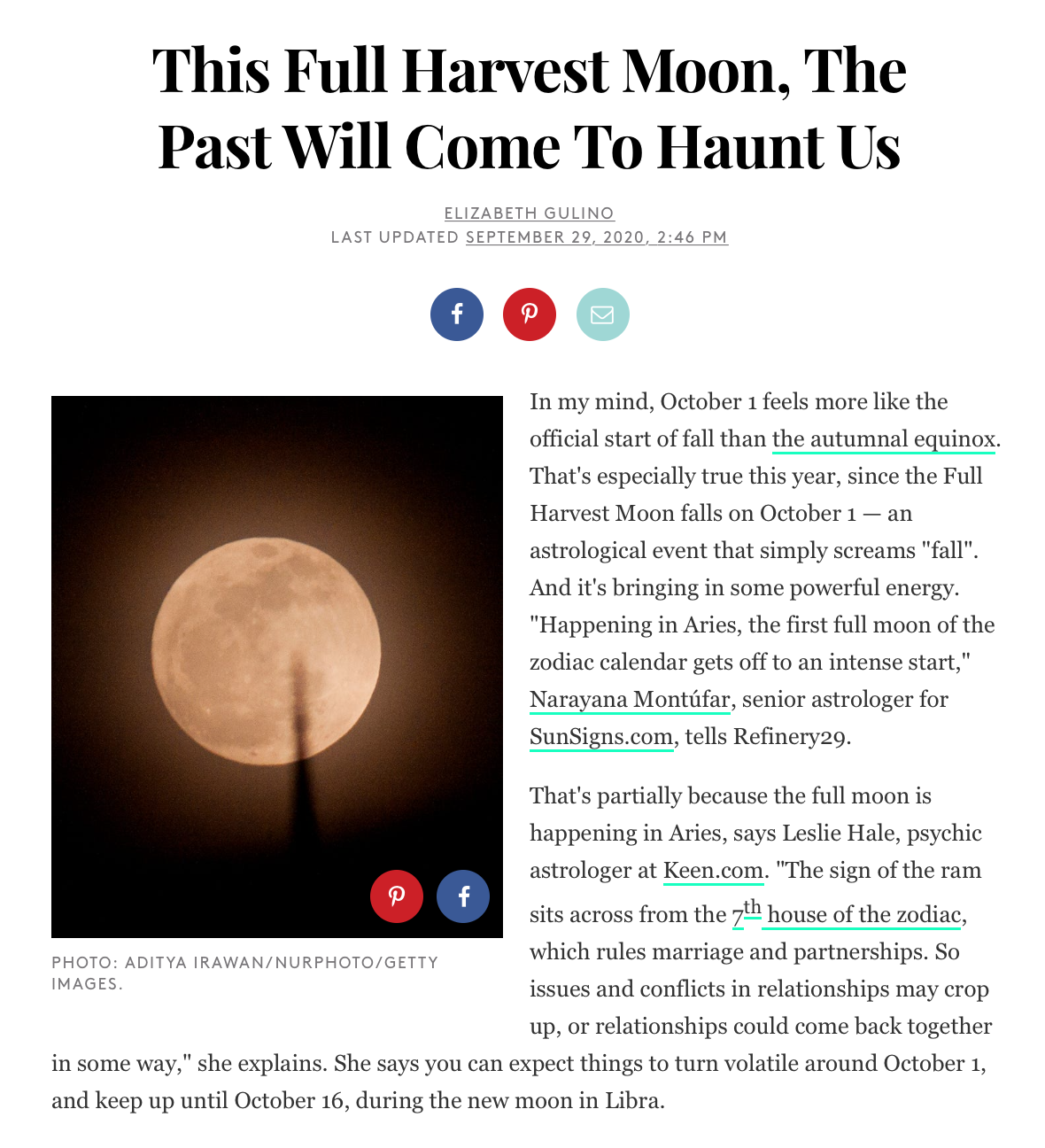This Full Harvest Moon, The Past Will Come To Haunt Us