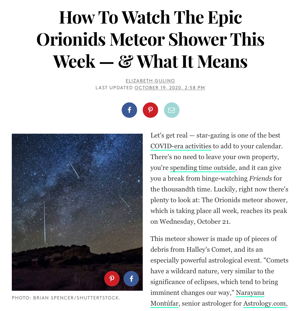 How To Watch The Epic Orionids Meteor Shower This Week — &amp; What It Means