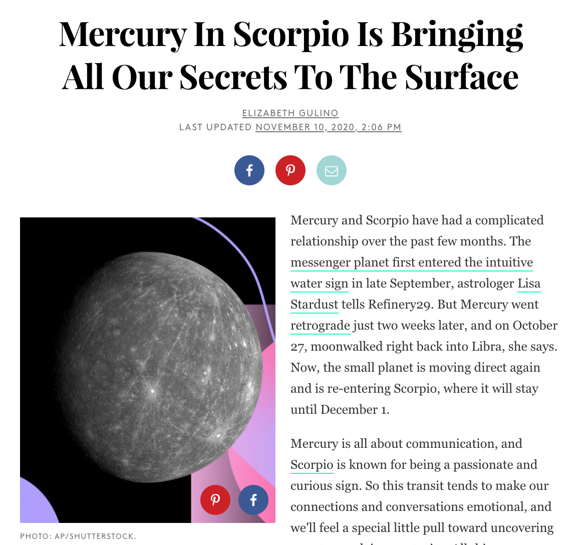 Mercury In Scorpio Is Bringing All Our Secrets To The Surface