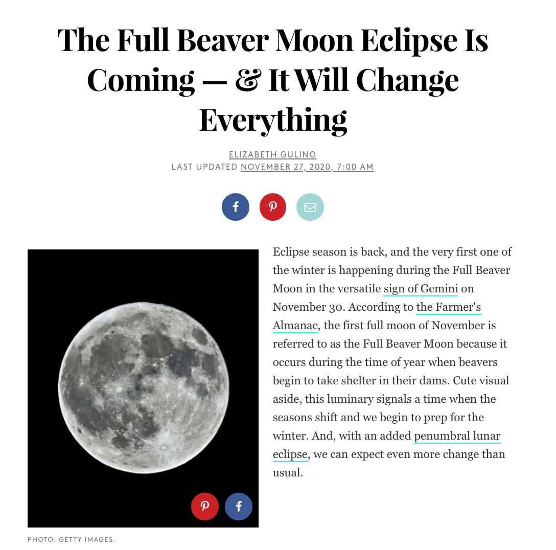 The Full Beaver Moon Eclipse Is Coming — &amp; It Will Change Everything