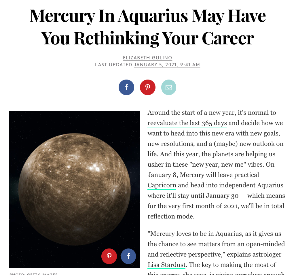 Mercury In Aquarius May Have You Rethinking Your Career