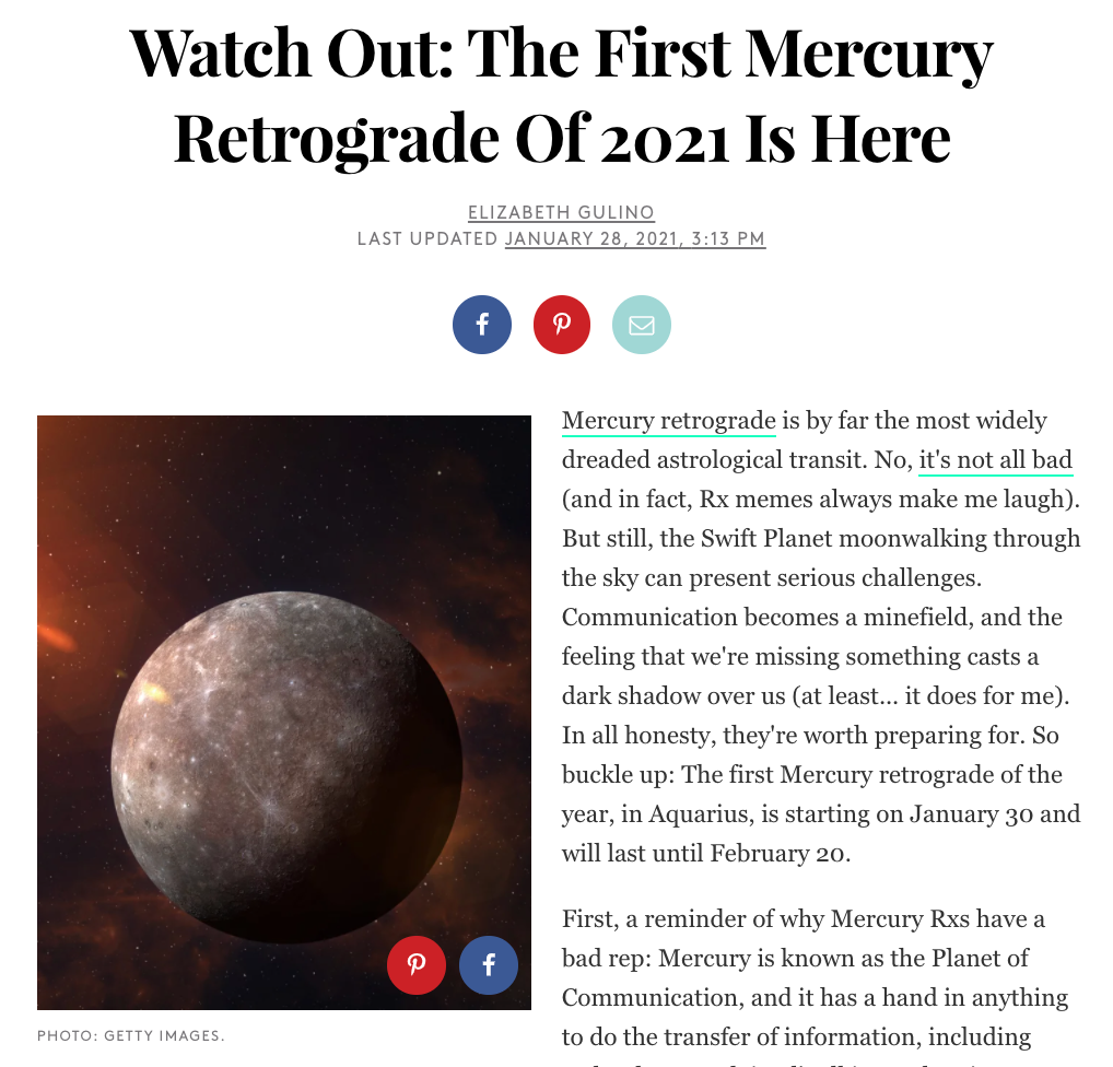 Watch Out: The First Mercury Retrograde Of 2021 Is Here