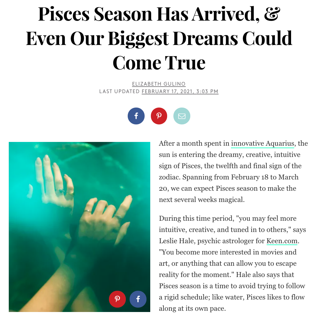 Pisces Season Has Arrived, &amp; Even Our Biggest Dreams Could Come True