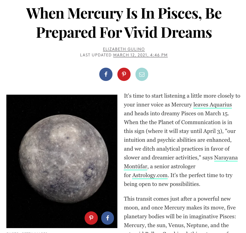 When Mercury Is In Pisces, Be Prepared For Vivid Dreams