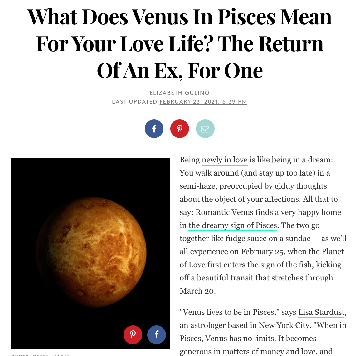 What Does Venus In Pisces Mean For Your Love Life? The Return Of An Ex, For One