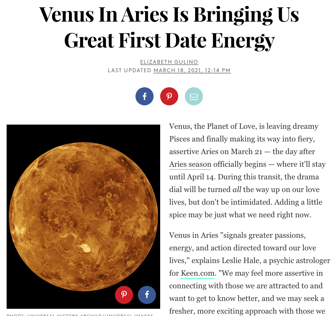 Venus In Aries Is Bringing Us Great First Date Energy