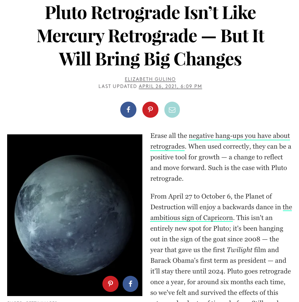 Pluto Retrograde Isn’t Like Mercury Retrograde — But It Will Bring Big Changes