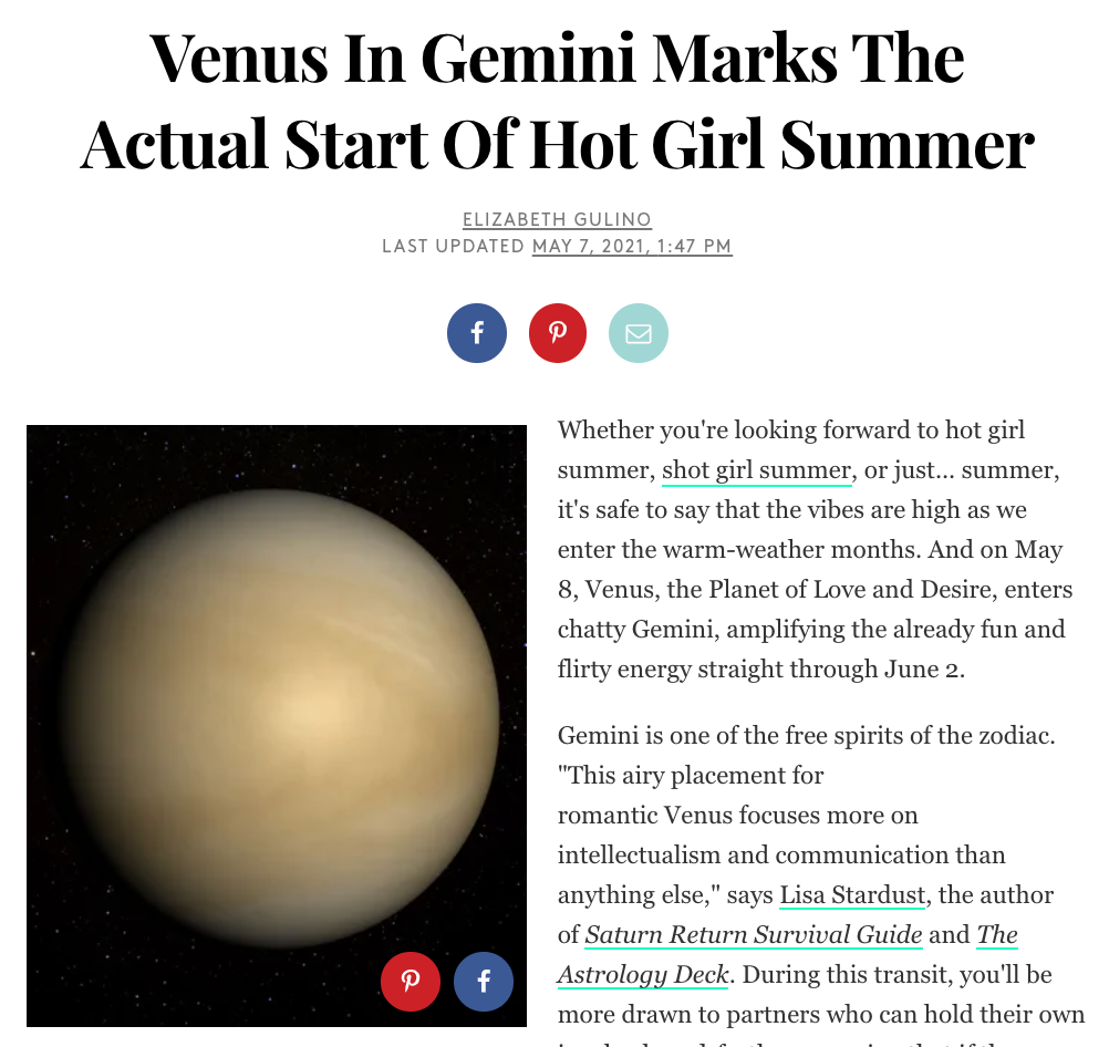Venus In Gemini Marks The Actual Start Of Hot Girl Summer