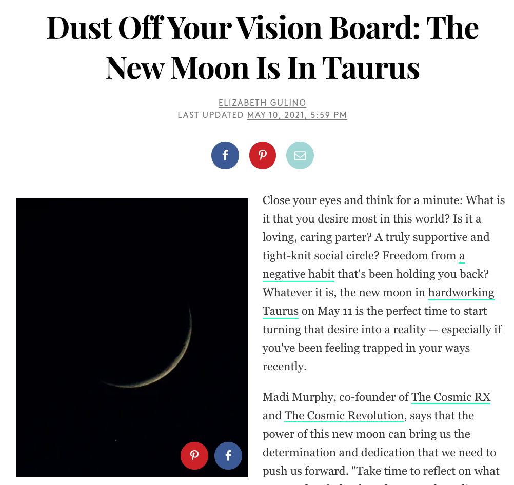Dust Off Your Vision Board: The New Moon Is In Taurus