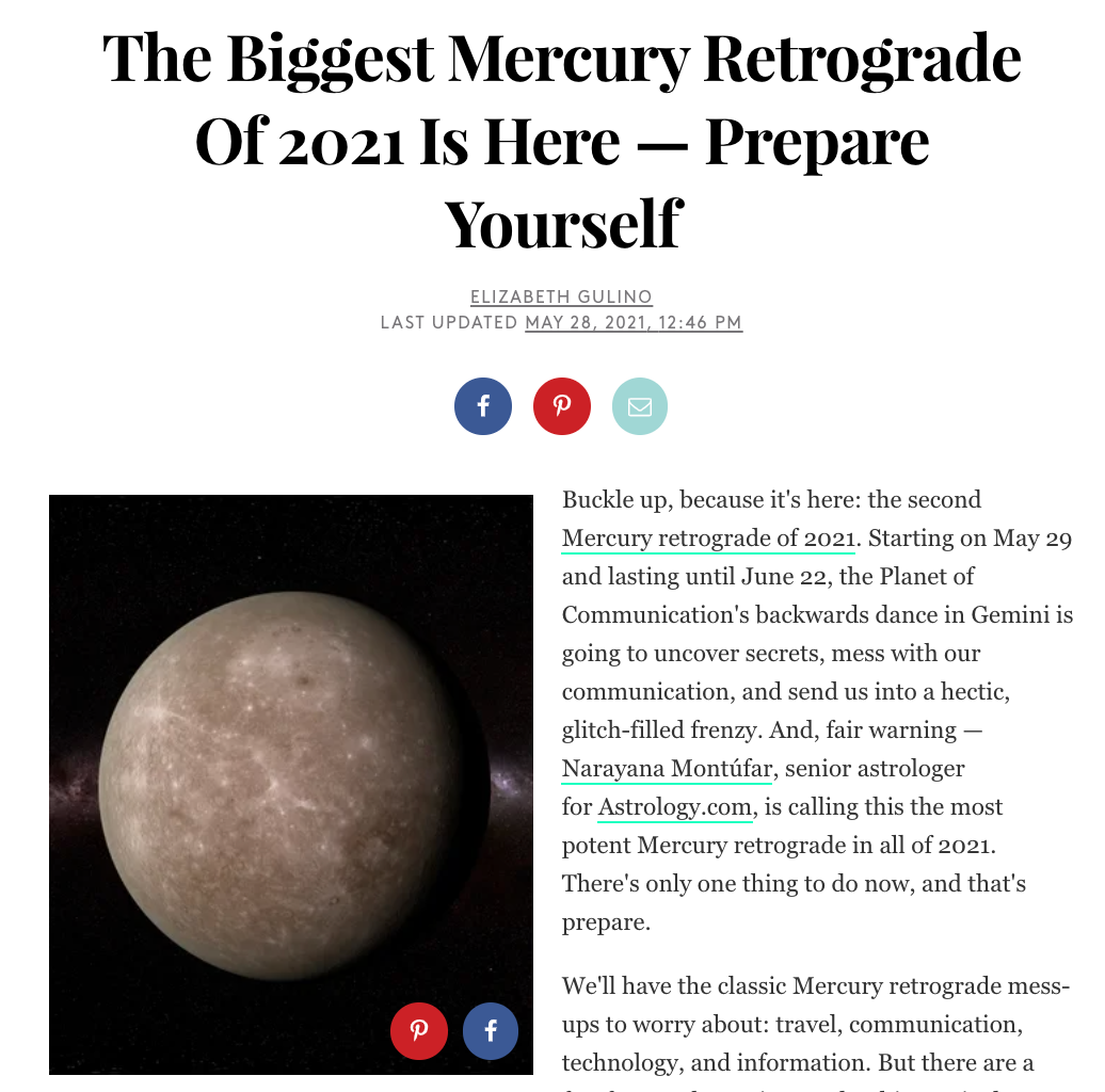 The Biggest Mercury Retrograde Of 2021 Is Here — Prepare Yourself