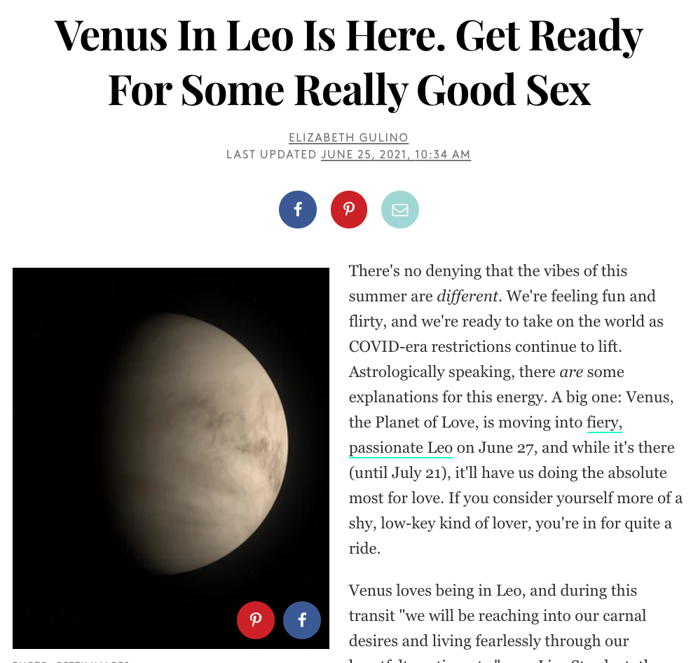 Venus In Leo Is Here. Get Ready For Some Really Good Sex